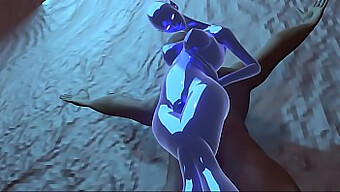 Animated Slime Girl With Blue Skin Has Sex In A Cave With A Human