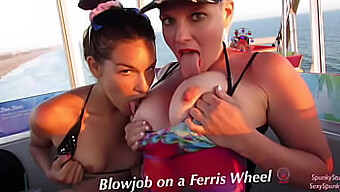 Thrilling Outdoor Encounter: Teen And Milf'S Daring Double Blowjob