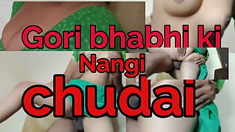 Indian 18-Year-Old Gori Bhabhi'S Unclothed Sex In Nonstop Hindi Video