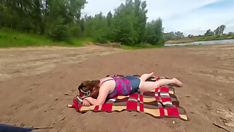 Milf Gets A Hot Mouthful Of Cum On The Sand