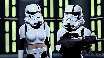 视频恶搞3人组,与兴奋的stormtroopers和wookie一起