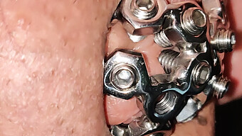 Intense Close-Up Of My Chastity Device'S Set Screw For Ultimate Arousal